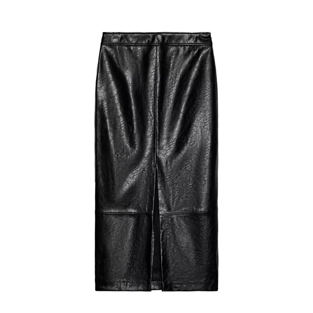 Zara Faux Leather Midi Skirt